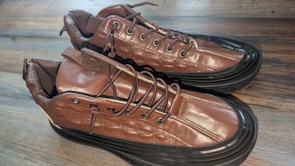 Brown Croc-Embossed Chunky Sneakers / Shoes